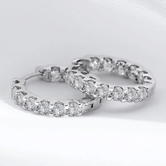 Certified 2.6 ct. t.w. Moissanite Diamond Inside Out Hoop Earrings NEW - Picture 6 of 14